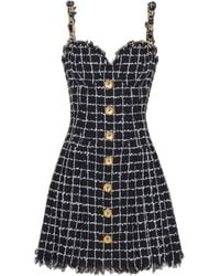 Balmain - Tweed Dress With Chain - Lyst