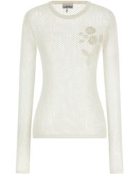 Ganni - Crochet Crewneck Knitted Sweater - Lyst