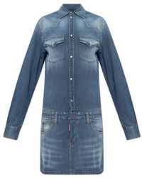 DSquared² - Western Denim Shirt Dress - Lyst