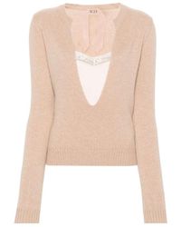 N°21 - U-Neck Laminated Sweater - Lyst
