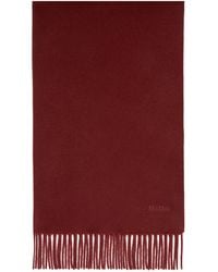 Max Mara - Logo Embroidered Fringed Edge Scarf - Lyst