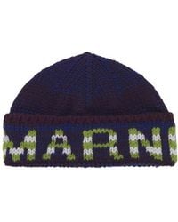 Marni - Mouliné Beanie With Striped Logo - Lyst
