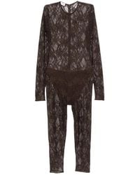 ANDAMANE - Sheila Lace-Pattern Long-Sleeve Jumpsuit - Lyst