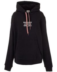 Burberry - Embroidered Logo Hooded Sweater - Lyst
