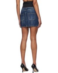 Balmain - Crêpe & Denim Miniskirt - Lyst