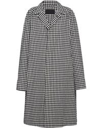 Prada - Check Pattern Belted Coat - Lyst