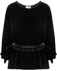 P.A.R.O.S.H. - Belted Round-Neck Blouse - Lyst