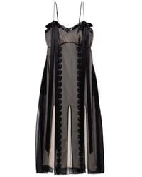 Simone Rocha - Bow-Detailed Lace-Trimmed Chiffon Midi Dress - Lyst