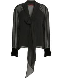 Max Mara - Studio Sheer Tie-Neck Top - Lyst