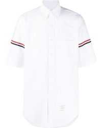 Thom Browne - Rwb Stripe Short-Sleeved Polo Shirt - Lyst