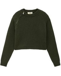 Ba&sh - Asymmetric Zip Raglan Cropped Knit Sweater - Lyst