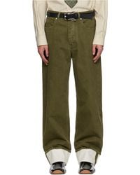 Bottega Veneta - Khaki Colored Turned Up Jeans - Lyst