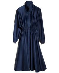 Gucci - Gathered-Waist Crest Embroidered Long Dress - Lyst