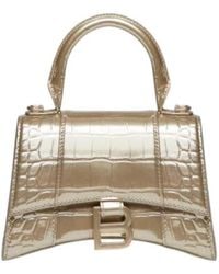 Balenciaga - Hourglass Xs Handbag Metallized Crocodile Embossed - Lyst