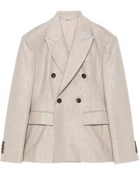 Brunello Cucinelli - Double-Breasted Long Sleeved Blazer - Lyst