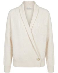 Brunello Cucinelli - Shawl-Collar Wrapped Cardigan - Lyst