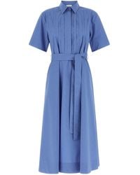 P.A.R.O.S.H. - Long Dress With Classic Collar And Waist Belt - Lyst