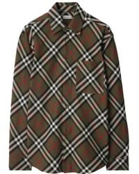 Burberry - Long Sleeved Checked Buttoned Shirt - Lyst