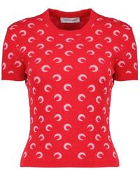Marine Serre - Moon Jacquard Bouclette Crewneck T-Shirt Organic-Cotton - Lyst