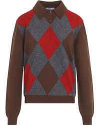 Prada - Argyle Knitted Jumper - Lyst