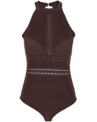 Twinset - Top With Knitted Pattern And Back Cutout - Lyst