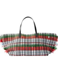 STAUD - Checked Fringed Tote - Lyst