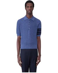 Thom Browne - Stripe-Detail Short-Sleeved Polo Shirt - Lyst