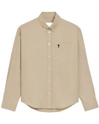 Ami Paris - Logo Embroidered Long-Sleeved Shirt - Lyst