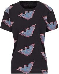 Emporio Armani - All-Over Watercolour Eagle T-Shirt - Lyst