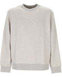 BOSS - Boss Logo Embroidered Crewneck Sweatshirt - Lyst