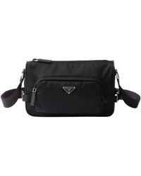 Prada - Logo Plaque Zipped Messenger Bag - Lyst