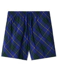 Burberry - Checked Drawstring Swim Shorts - Lyst