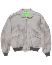 Acne Studios - Logo Embroidered Zip-Up Bomber Jacket - Lyst