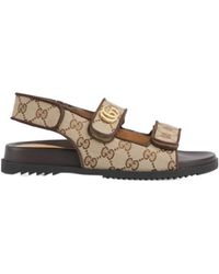 Gucci - GG Canvas & Leather Sandal - Lyst