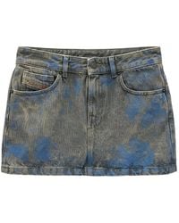 DIESEL - Acid-Wash Denim Mini Skirt - Lyst