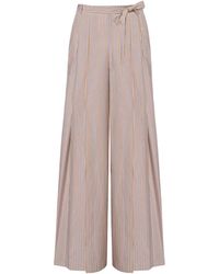 Alberta Ferretti - Striped Pleated Wide-Leg Trousers - Lyst