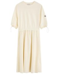 Moncler - Abito Cotton And Woven Midi Dress - Lyst