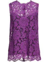 Dolce & Gabbana - Solid-Colored Sleeveless Lace Top - Lyst