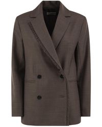 Antonelli - Fringed Double-Breasted Blazer - Lyst