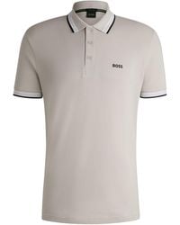 BOSS - Striped Collar Polo Shirt - Lyst