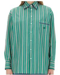 Etro - Logo Embroidered Striped Shirt - Lyst