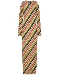 Jean Paul Gaultier - Retro Stripe Printed Mesh Maxi Dress - Lyst