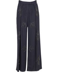 Liu Jo - Pinstripe-Pattern Bead-Embellished Palazzo Pants - Lyst