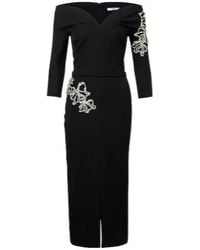 Safiyaa - Linda Crystal-Embellished Midi Dress - Lyst