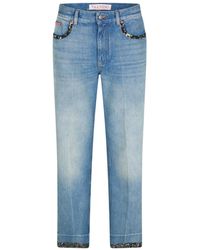 Valentino - Denim Trousers With Belt Loops - Lyst