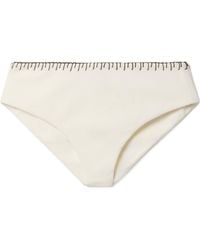Marysia Swim - Embroidered Seersucker Bikini Briefs - Lyst