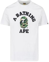 A Bathing Ape - College Ape Head Crewneck T-Shirt - Lyst