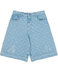 CASABLANCA - Monogram Embroidered Denim Shorts - Lyst
