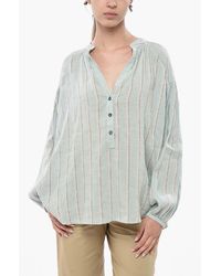 Woolrich - Striped V-Neck Blouse - Lyst