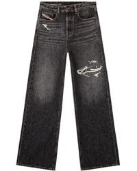 DIESEL - Distressed Wide-Leg Jeans - Lyst